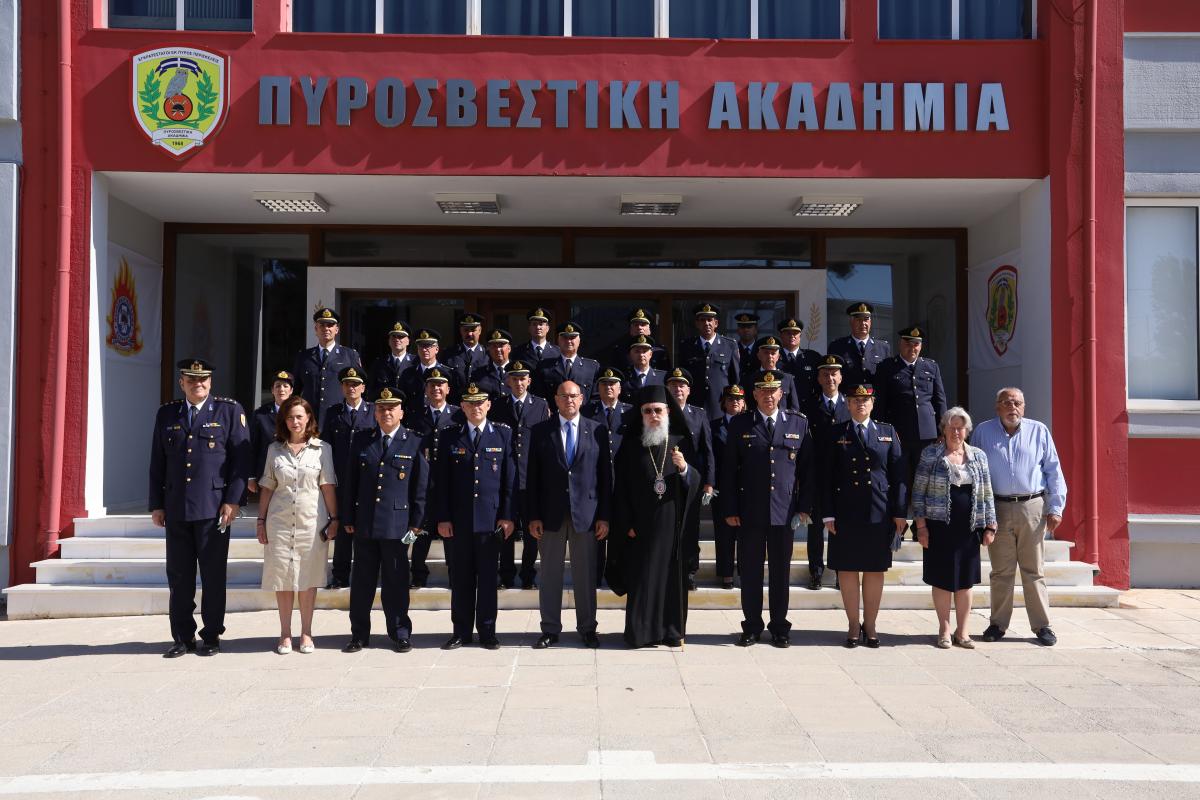 Παρουσία του Γενικού Γραμματέα Πολιτικής Προστασίας, Νίκου Παπαευσταθίου, η ορκωμοσία των αποφοίτων Ανθυποπυραγών εκ Πυρονόμων της Σχολής Επιμόρφωσης και Μετεκπαίδευσης της Πυροσβεστικής Ακαδημίας
