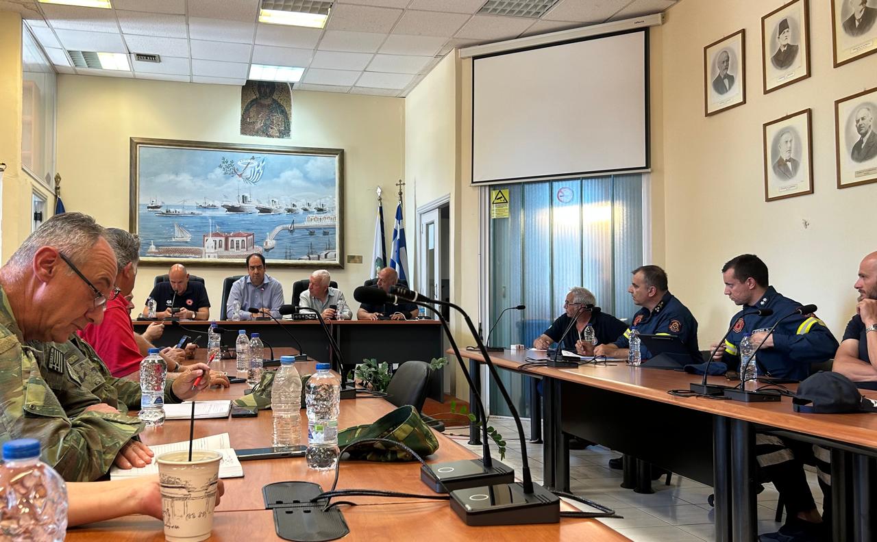 Σύσκεψη Συντονιστικού Οργάνου Πολιτικής Προστασίας υπό τον Υπουργό Κλιματικής Κρίσης και Πολιτικής Προστασίας Γιάννη Κεφαλογιάννη στη Χίο 